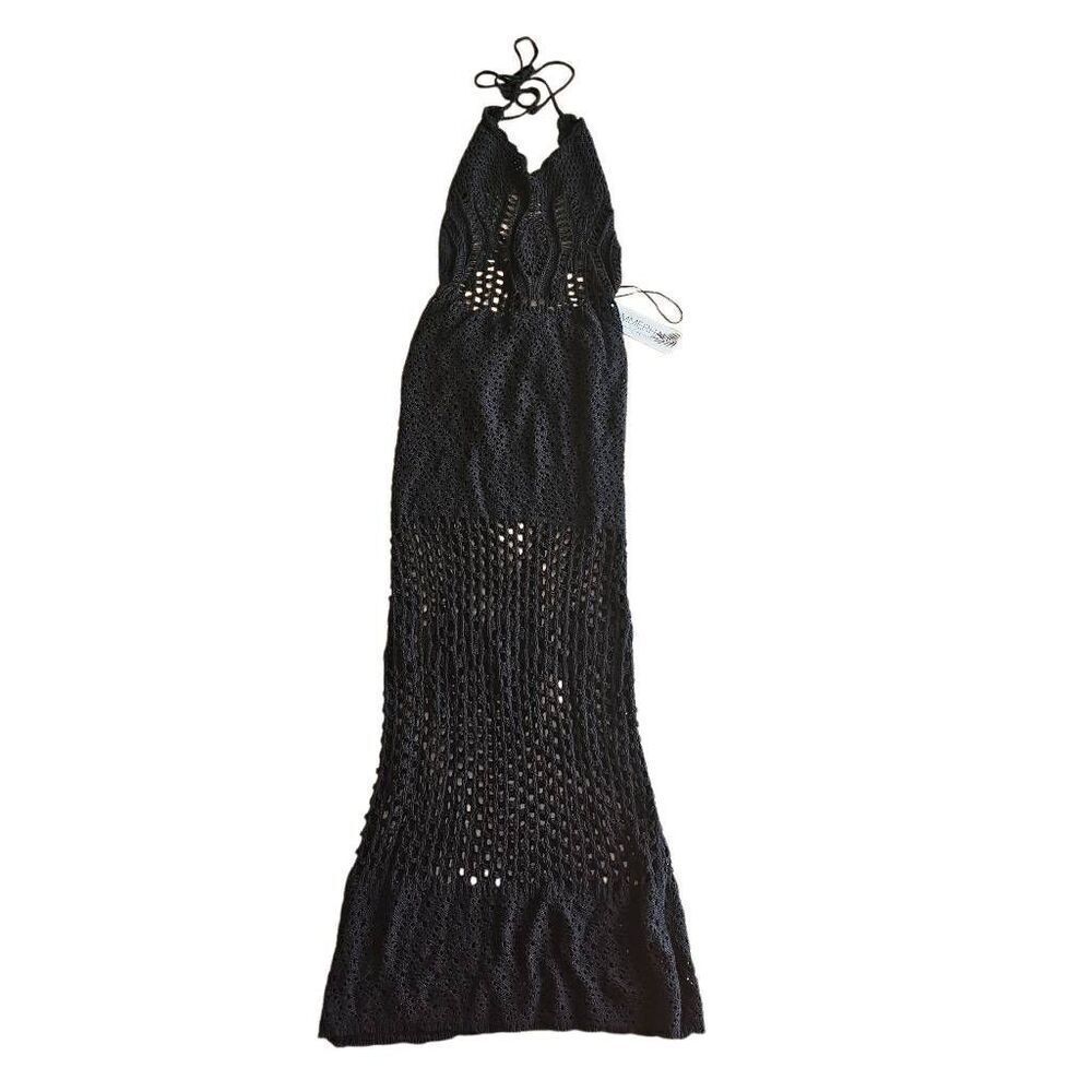 Summer Haus Beach Bunny Sz S black crochet Ariana dress open back